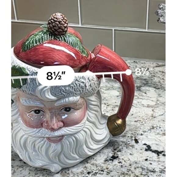 Vtg 1993 Fitz And Floyd Omnibus Santa Claus Hand-Painted Ceramic Teapot Gift - Picture 12 of 13
